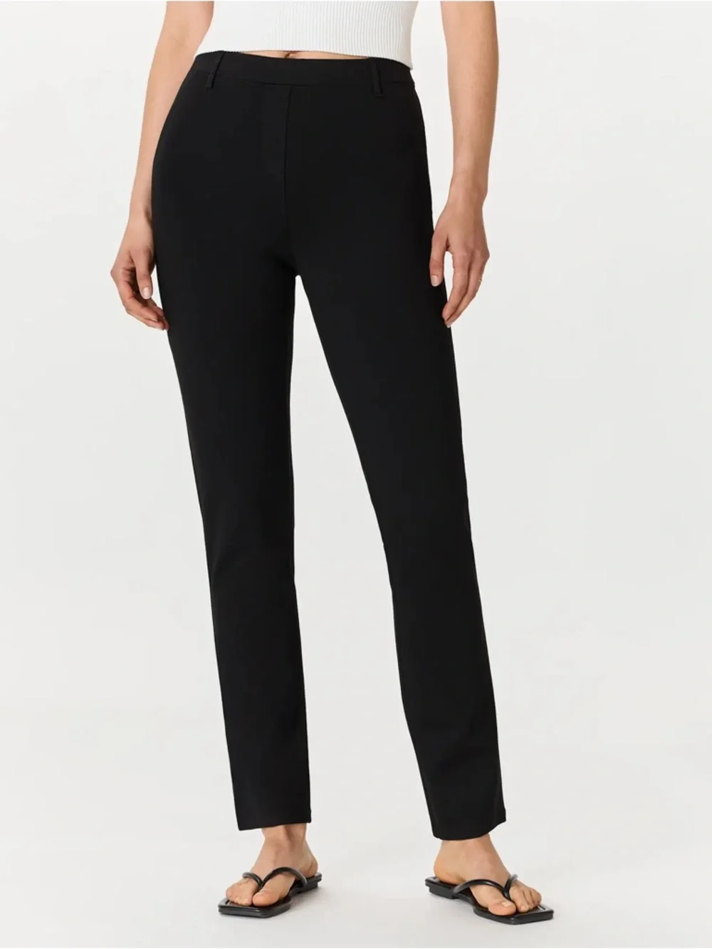 Quince Ultra Stretch Ponte Straight Leg Pants Black Small - Picture 2 of 9